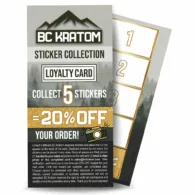 BC Kratom sticker collection and loyalty card