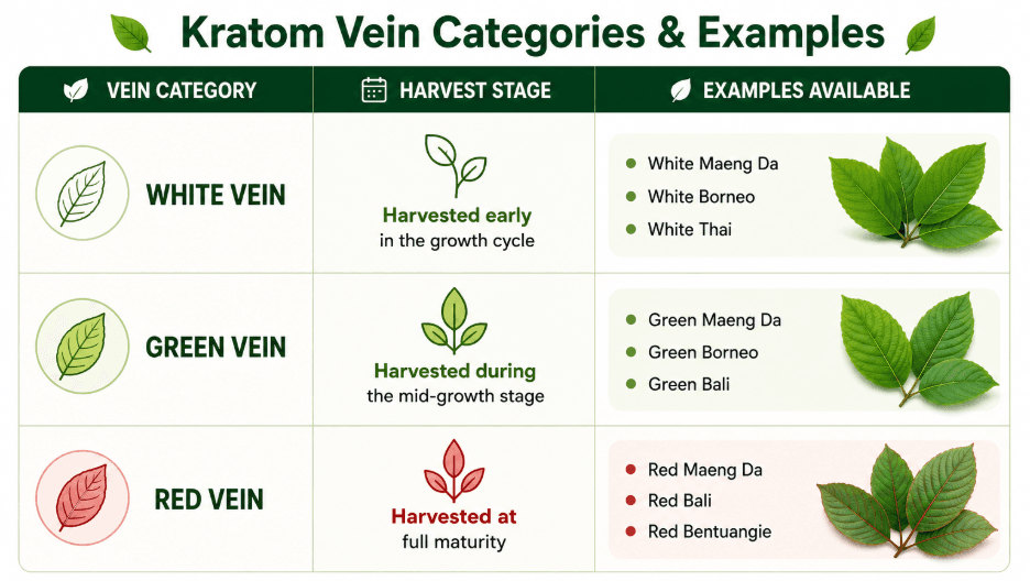 Kratom Vein Categories and Examples